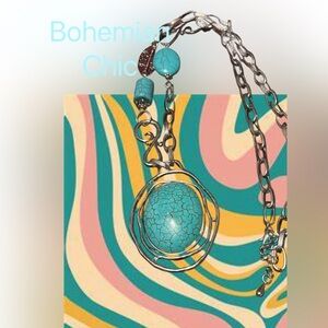 Vintage Turquoise and Silver Pendant Necklace